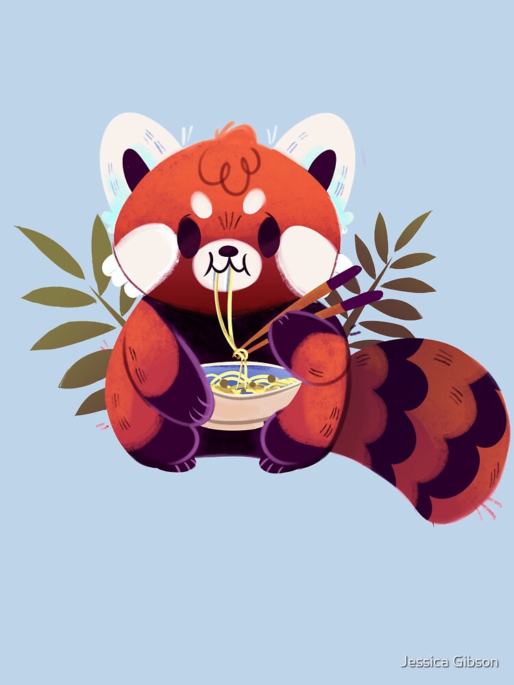 Red Panda Eating Ramen by Jessiedrawz