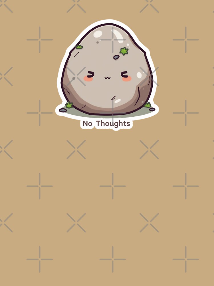No Thoughts Cute Rock Sticker | Empty Head Kawaii Meme Design by magiquecreations