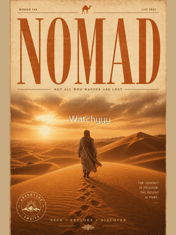 NOMAD – Luxury Desert Travel Poster | Sahara Wall Art | Vintage Adventure Editorial Print by Watchyyy