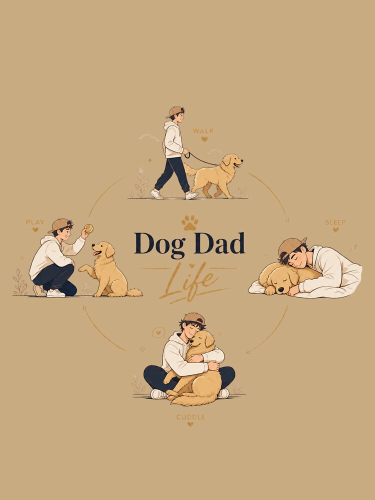 Golden Retriever Dog Dad Life Cycle Kawaii Lifestyle T-Shirt by Ashley critters