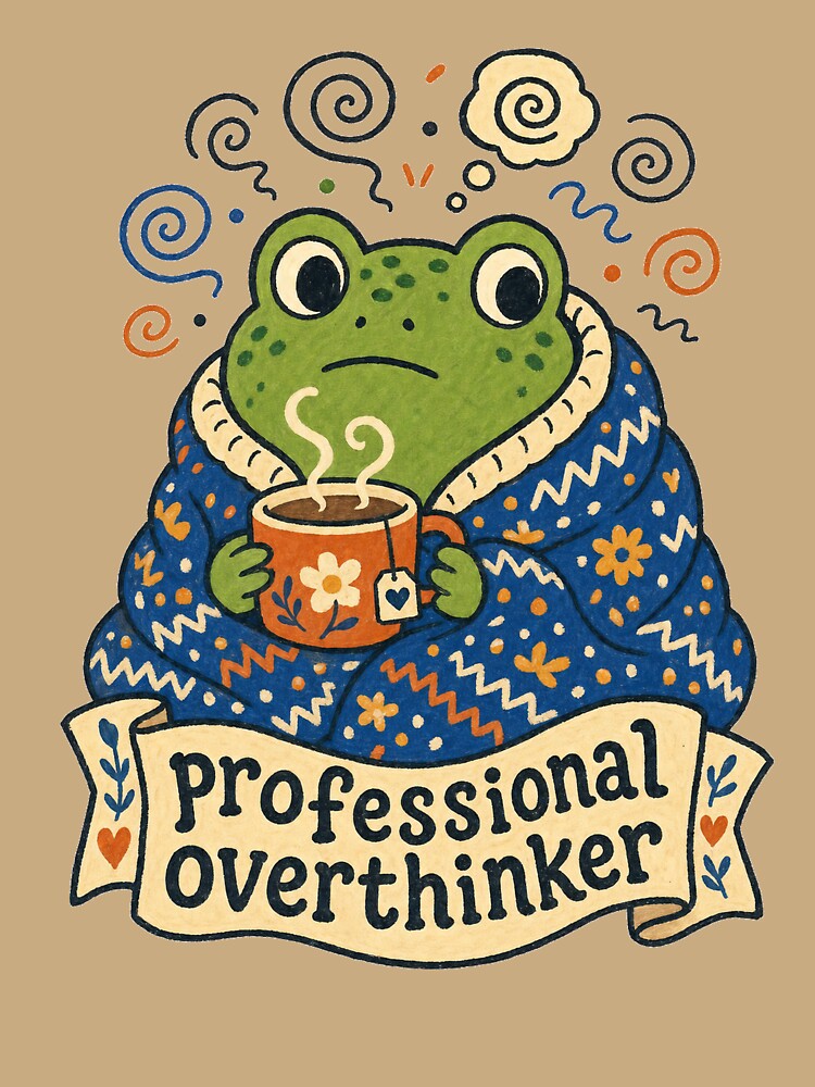 Professional Overthinker Cozy Frog by VisualArtsOasis