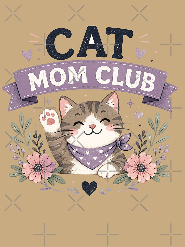 Cat Mom Club Cute Floral Cat Mom Gift Kawaii Cat Lover Design by MimiSabu