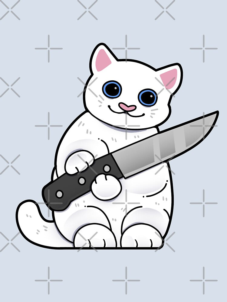 White Cat with Knife by Mossysplashart