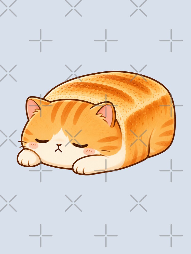 Cute Bread Cat Loaf T-Shirt, Kawaii Cat Lover Gift, Funny Orange Kitty Graphic Tee, Anime Animal Bread Bun Shirt by pipolabco