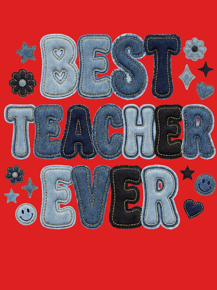 Best Teacher Ever Denim Patch Applique Design by FOFANOS28