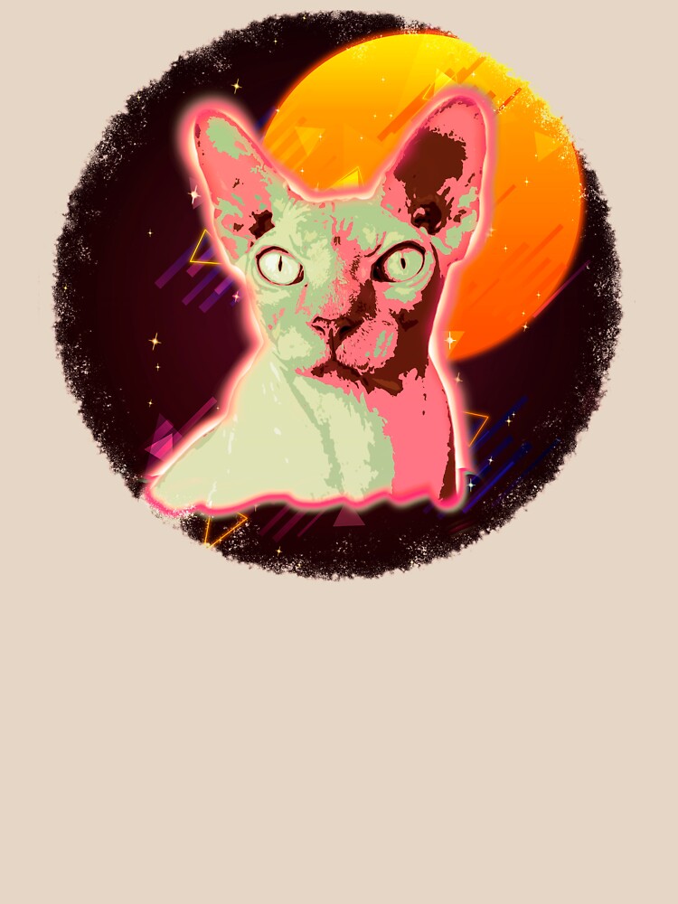 Sphynx Cat Shirt Retro Hairless Cat T Shirt Neon Kitten by cgocgy