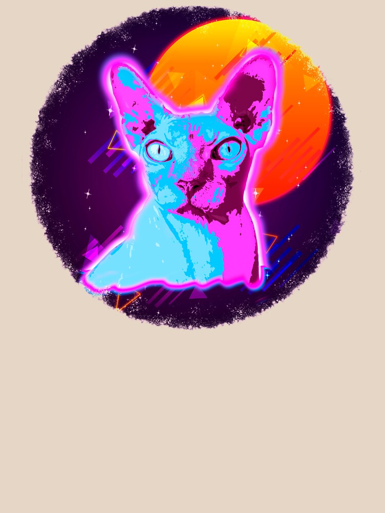 Sphynx Cat Shirt Trippy Hairless Cat T Shirt Neon Kitten by cgocgy