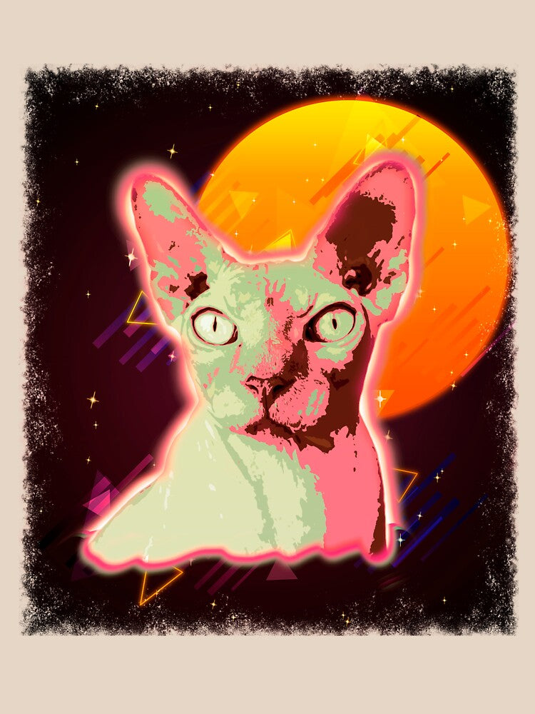 Hairless Cat Shirt Disco Sphynx Cat T Shirt Neon Kitten by cgocgy