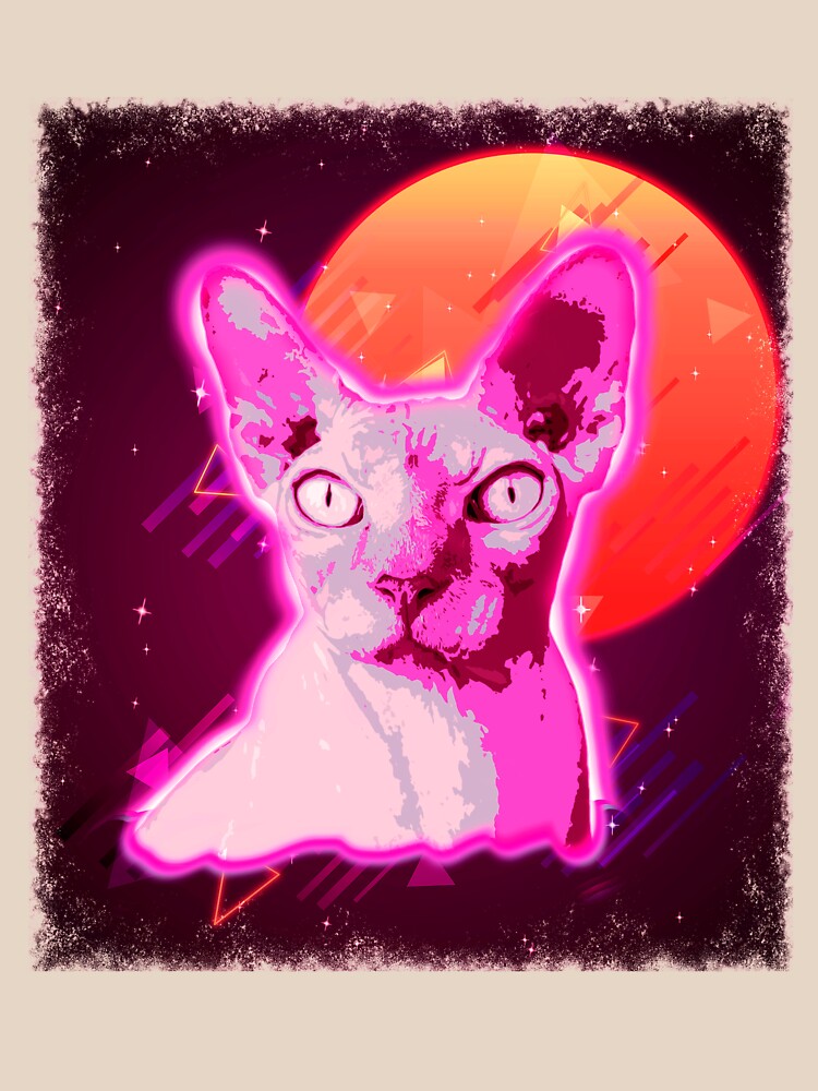 Hairless Cat Shirt Trippy Sphynx Cat T Shirt Neon Kitten by cgocgy