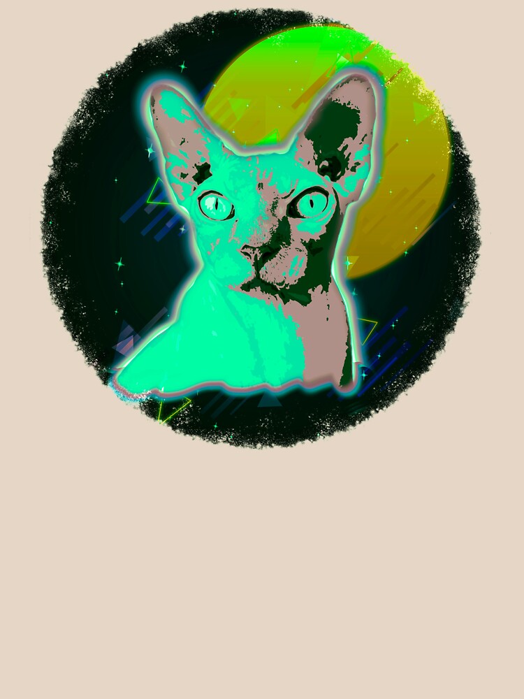 Sphynx Cat Shirt Disco Hairless Cat T Shirt Neon Kitten by cgocgy