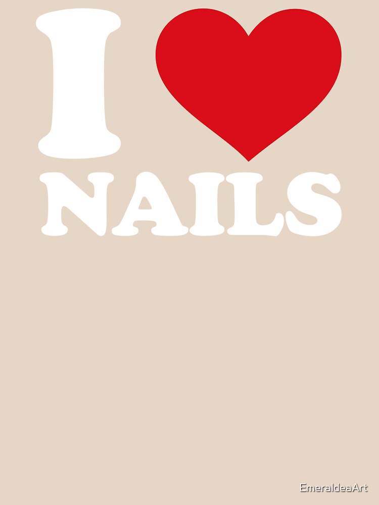 I Love Nails – White Design with Red Heart for Nail Art Fans by EmeraldeaArt
