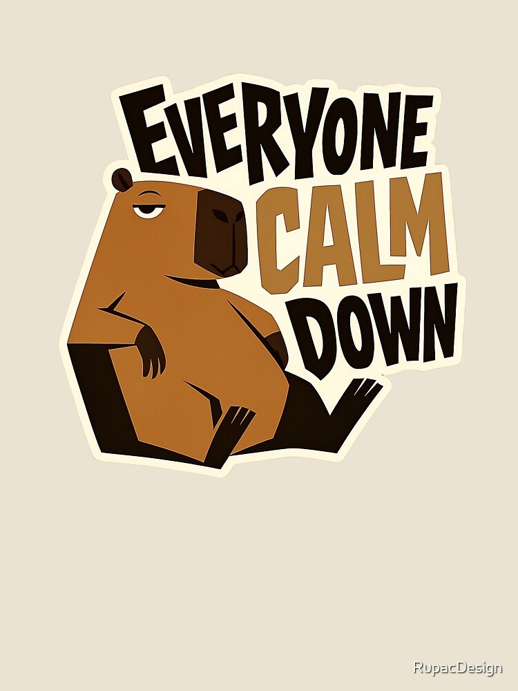 Everyone calm down capybara sticker (Samurai Jack Inspired) by RupacDesign