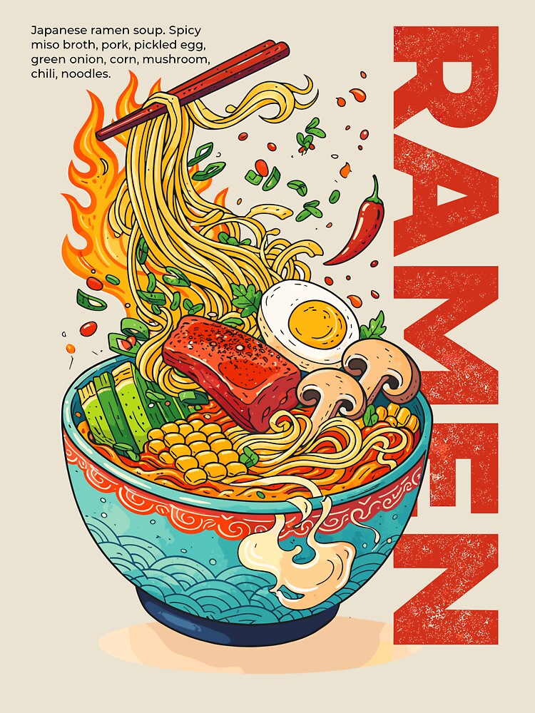 Spicy Miso Ramen T-Shirt by Matinez Pink