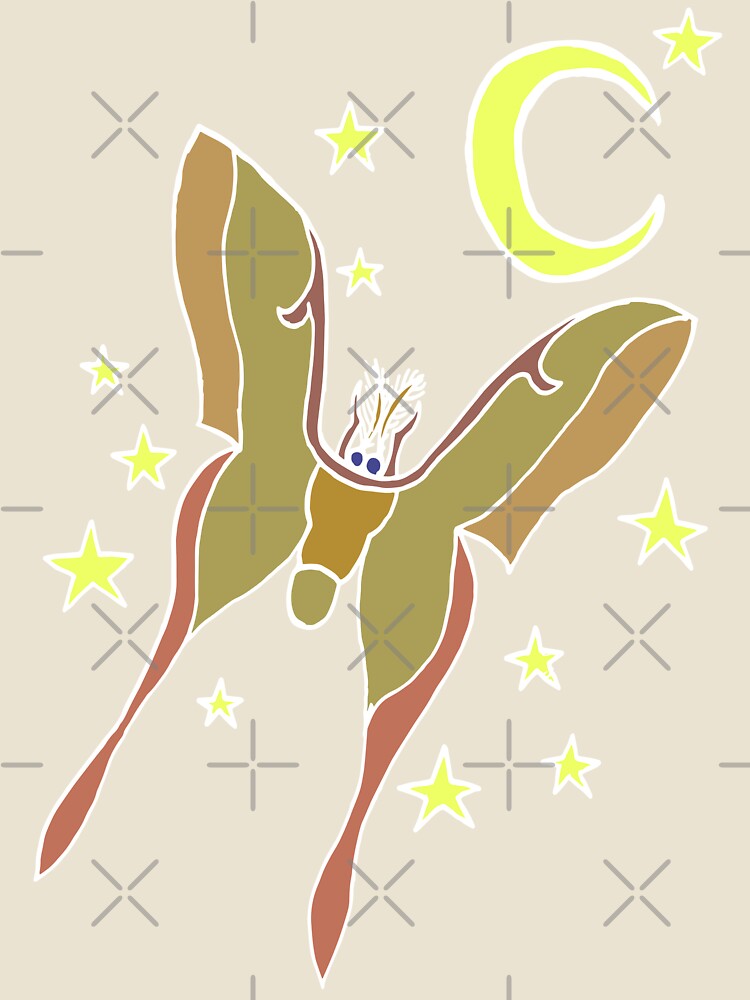Pretty Butterfly / Chinese Moon Moth (Actias Ningpoana) Flying At Night (No Text, White Outline) by Graograman