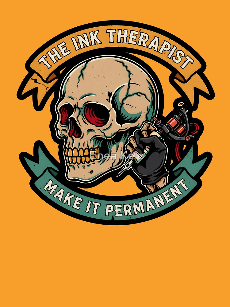 The Ink Therapist Tattoo Artist Skull Vintage Banner by Enea Kelo