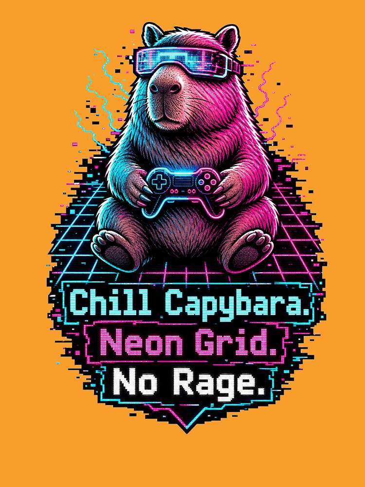 Capybara Gamer Cyberpunk Chill Vibes Design by VisualArtsOasis