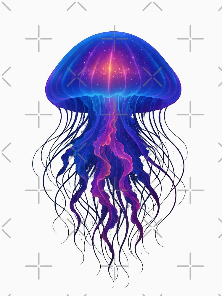 Neon Jellyfish Ocean Glow T-Shirt Design by Divakar Fashion