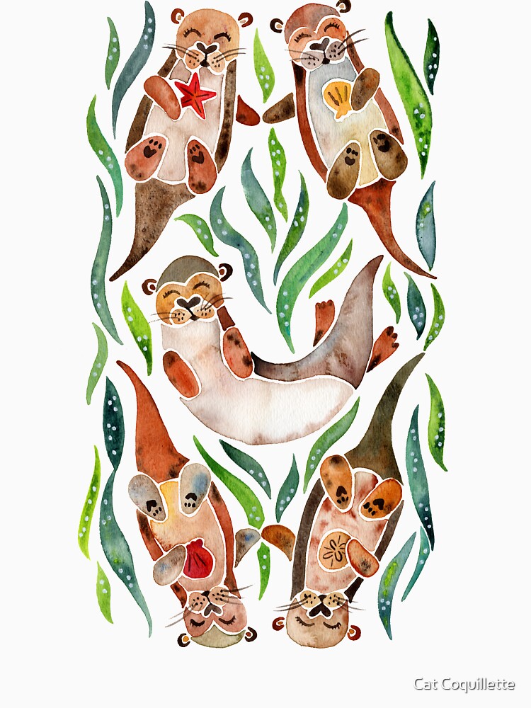 Five Otters – Green Seaweed by Cat Coquillette