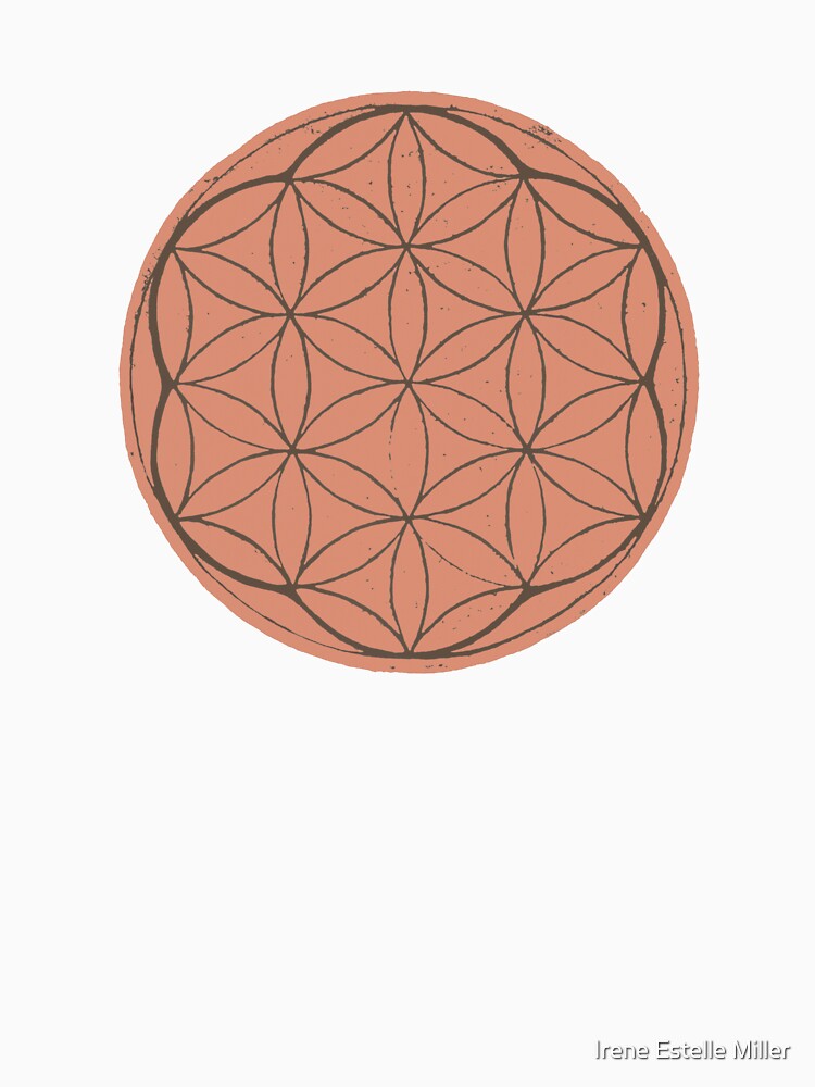 Flower of Life Linocut - Coral + Earth by Irene Estelle