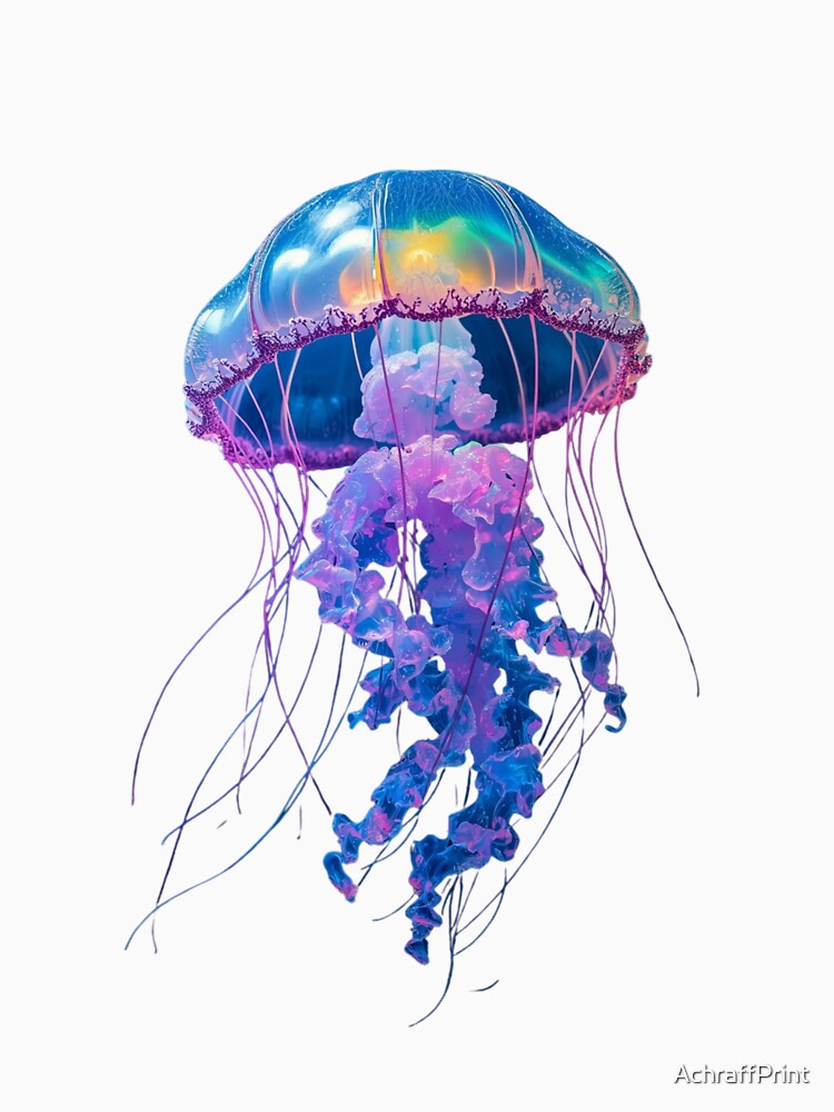 Glowing Neon Jellyfish in Deep Ocean by AchraffPrint