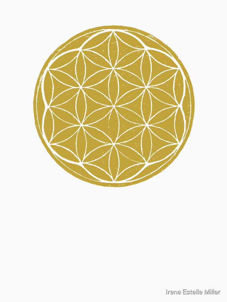 Flower of Life Linocut - Saffron + Snow by Irene Estelle