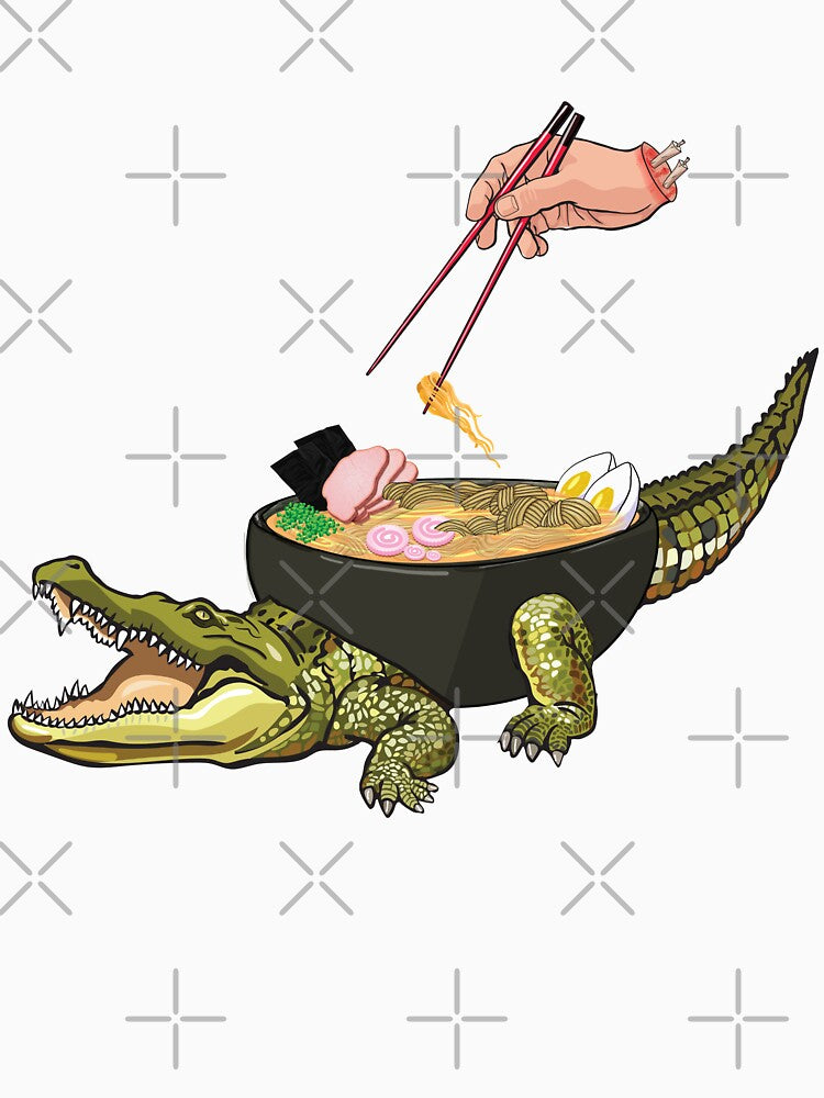 Ramen Noodles Shirt-Crocodile Alligator tee Noodles Crocodile by TeeARTHY