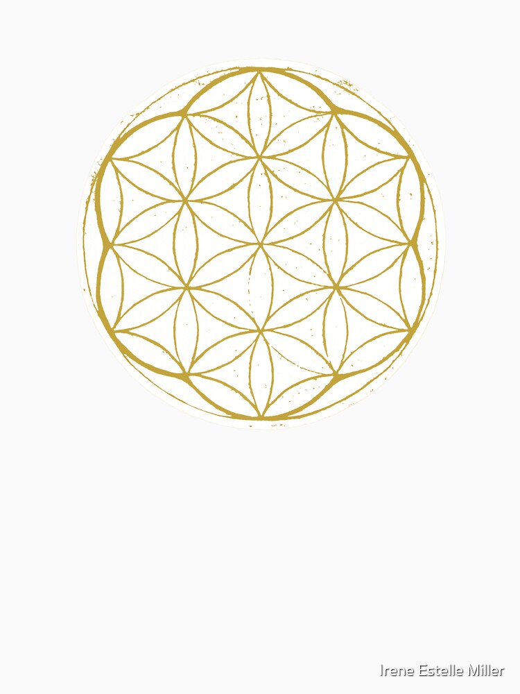 Flower of Life Linocut - Snow + Saffron by Irene Estelle
