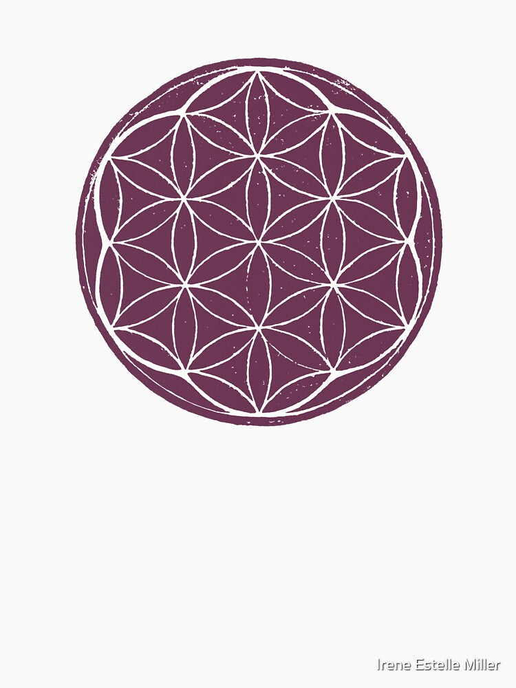 Flower of Life Linocut - Beet + Snow by Irene Estelle