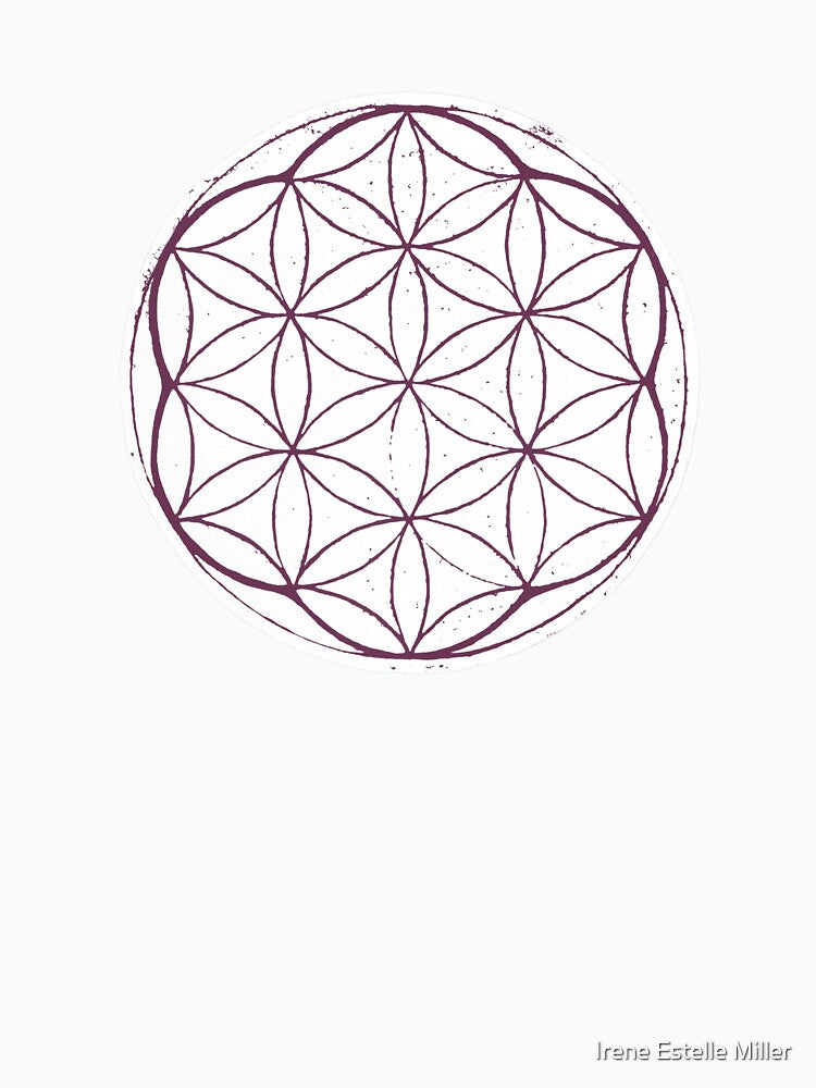 Flower of Life Linocut - Snow + Beet by Irene Estelle