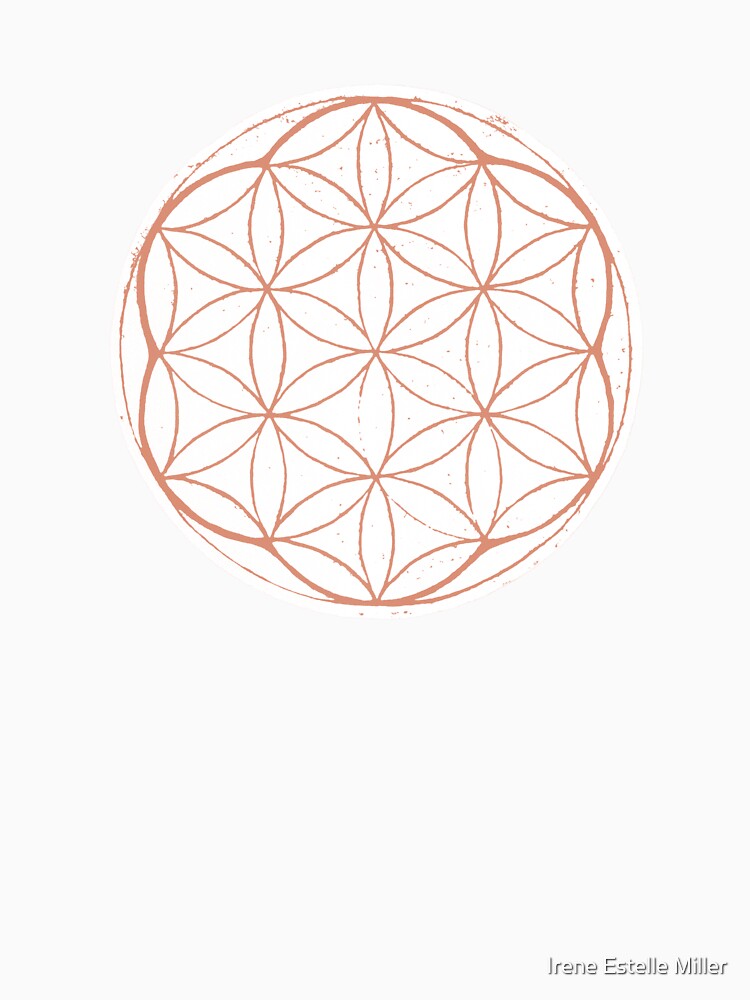 Flower of Life Linocut - Snow + Coral by Irene Estelle
