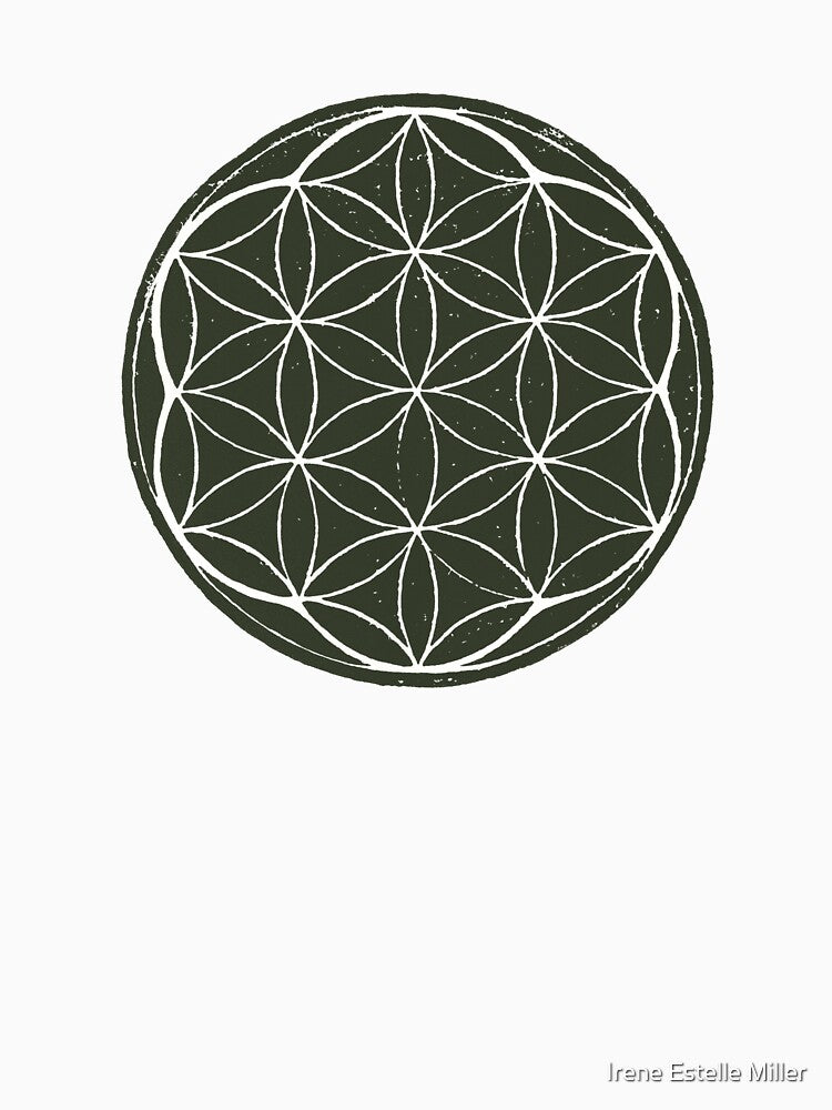 Flower of Life Linocut - Pine + Snow by Irene Estelle
