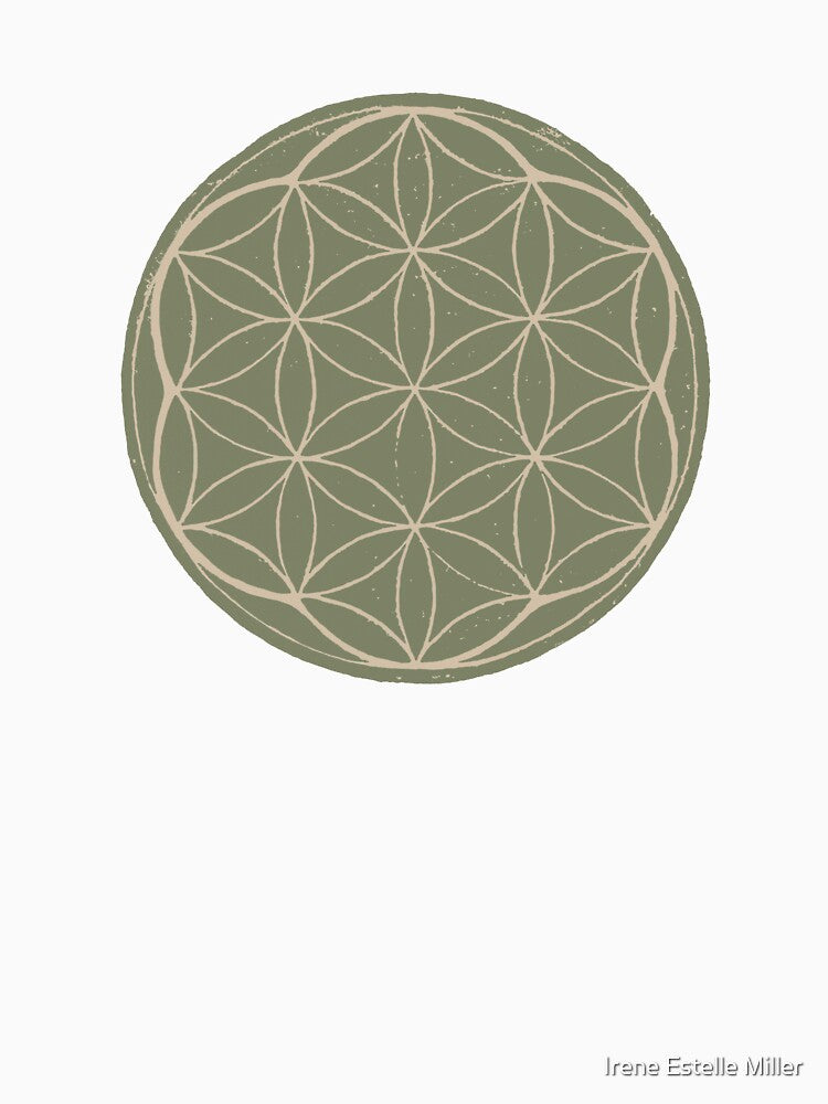 Flower of Life Linocut - Sage + Dove by Irene Estelle