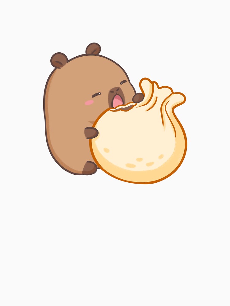 Cute Capybara eating huge dumpling illustration by CapyFun