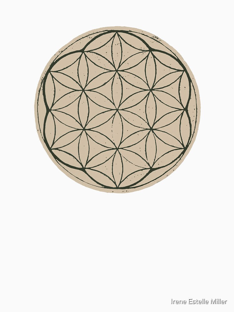 Flower of Life Linocut - Dove + Pine by Irene Estelle