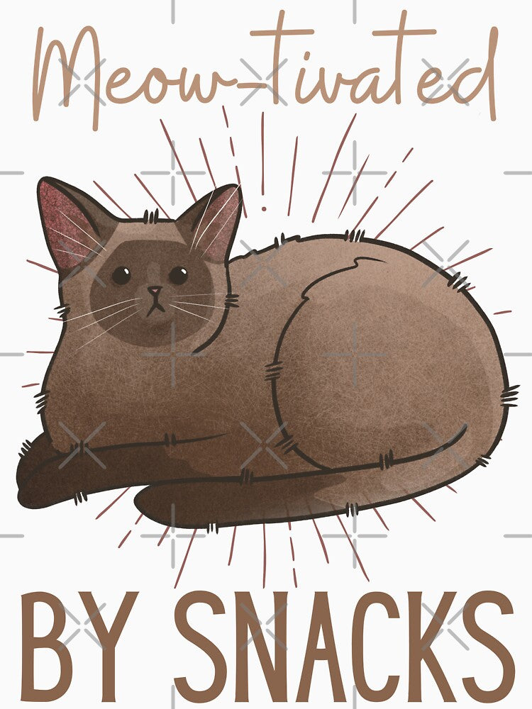 Meow-tivated by snacks - Chocolate Point Burmese Cat - Gifts for cat lovers by FelineEmporium