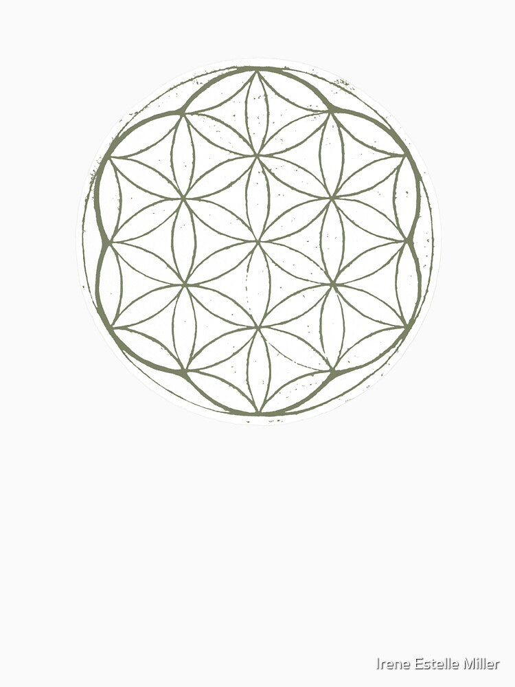 Flower of Life Linocut - Snow + Sage by Irene Estelle