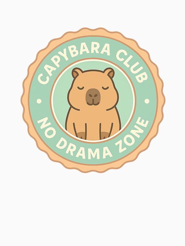 Capybara Club – No Drama Zone | Cute Chill Animal Badge by Softly Studio