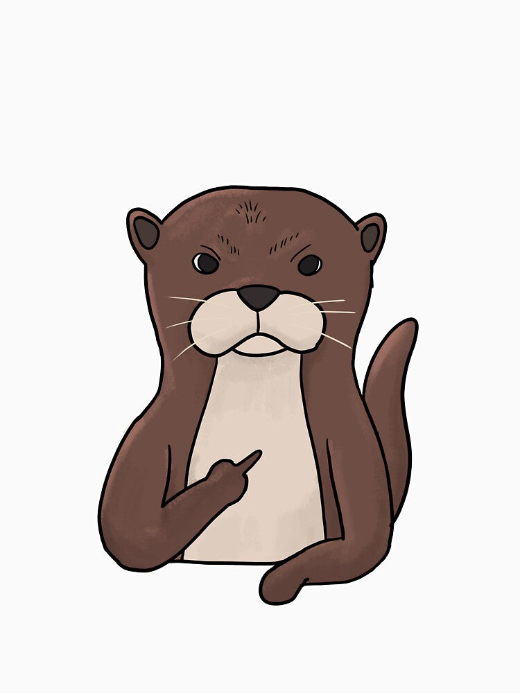 Grumpy Otter Holding Middle Finger by Mesyo