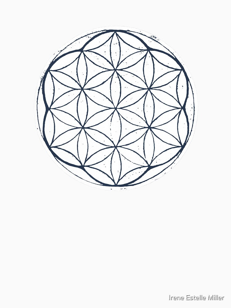 Flower of Life Linocut - Snow + Dusk by Irene Estelle