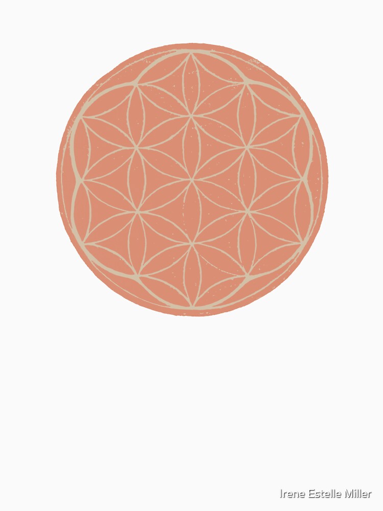 Flower of Life Linocut - Coral + Dove by Irene Estelle