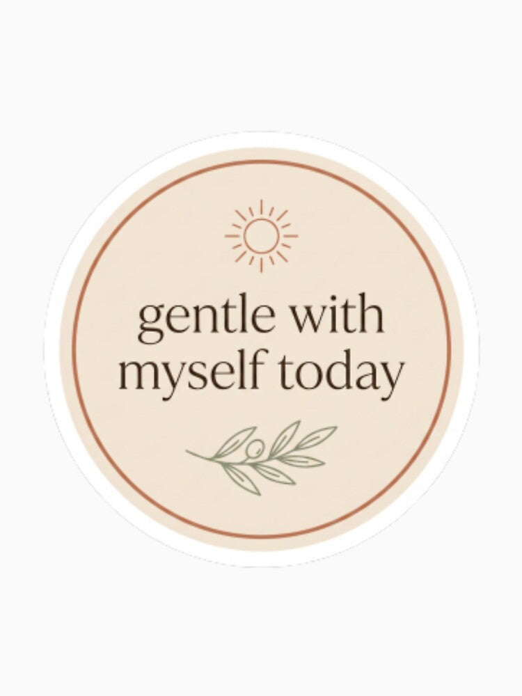 Gentle With Myself Today – Mindful Self Care Spiritual Typography Design by CosmicQuietStudio
