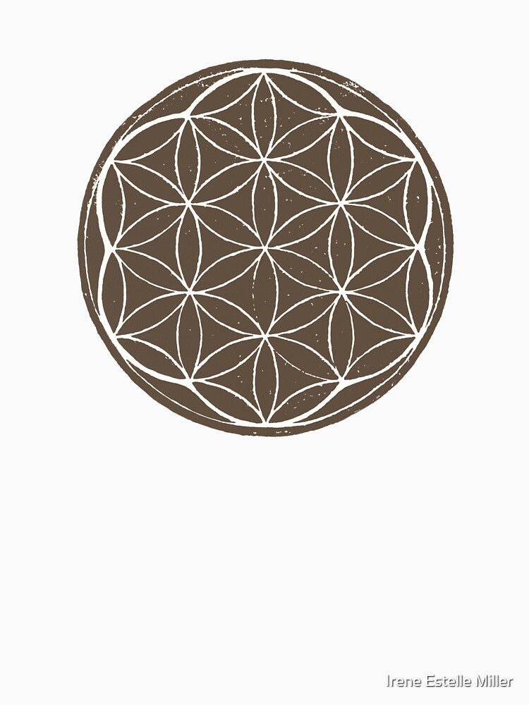 Flower of Life Linocut - Earth + Snow by Irene Estelle
