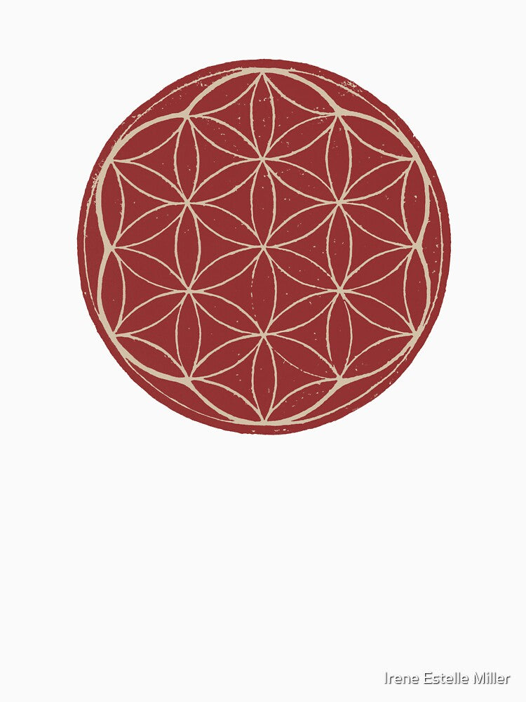 Flower of Life Linocut - Ruby + Dove by Irene Estelle