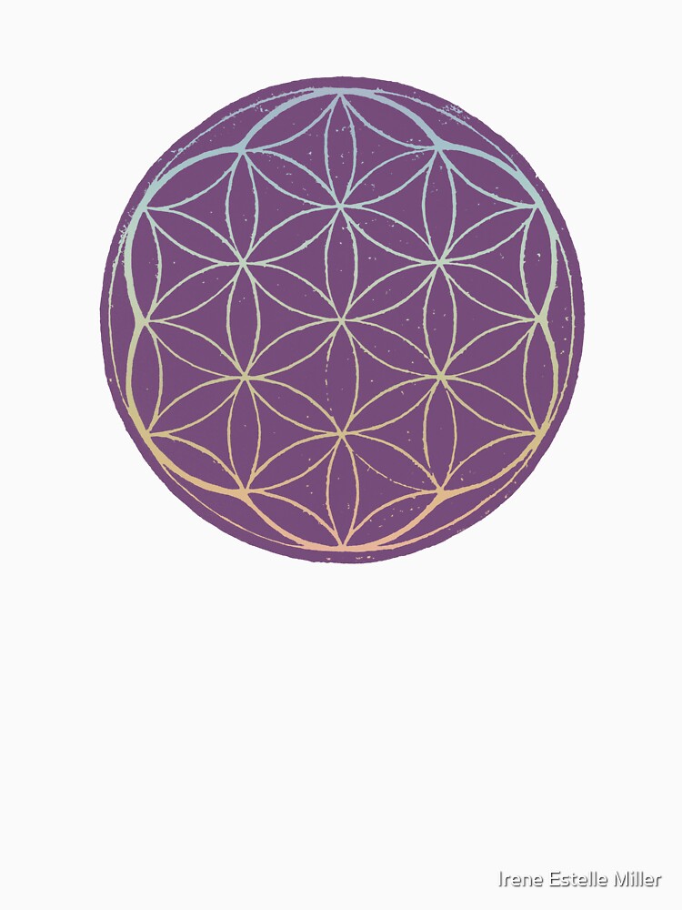 Flower of Life Linocut - Plum + Rainbow Sorbet by Irene Estelle