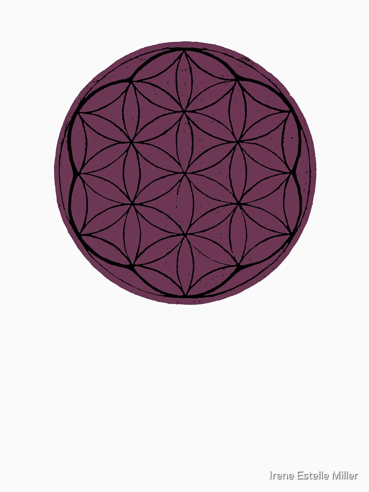 Flower of Life Linocut - Beet + Coal by Irene Estelle