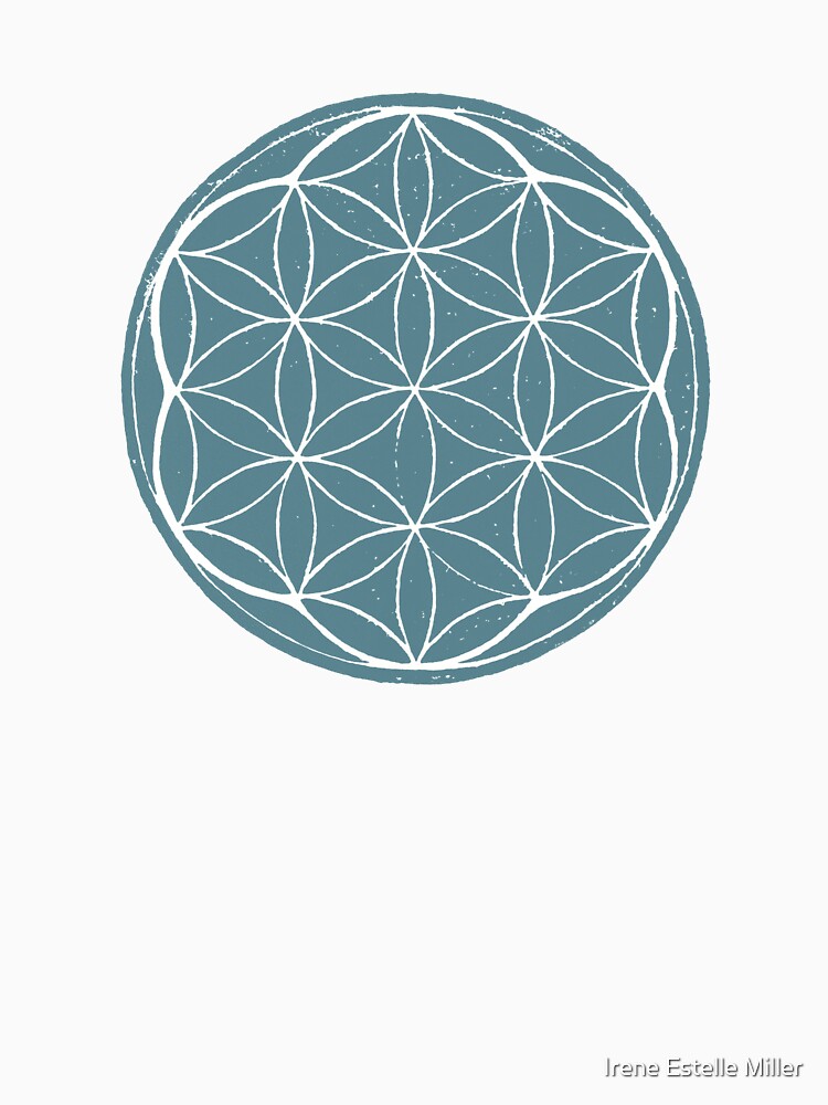 Flower of Life Linocut - Peacock + Snow by Irene Estelle