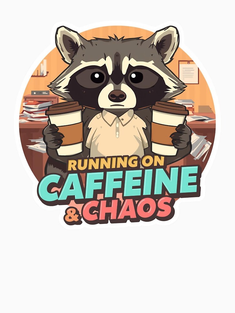 Funny Overworked Raccoon - Running On Caffeine & Chaos by The Silly Grumpy Society