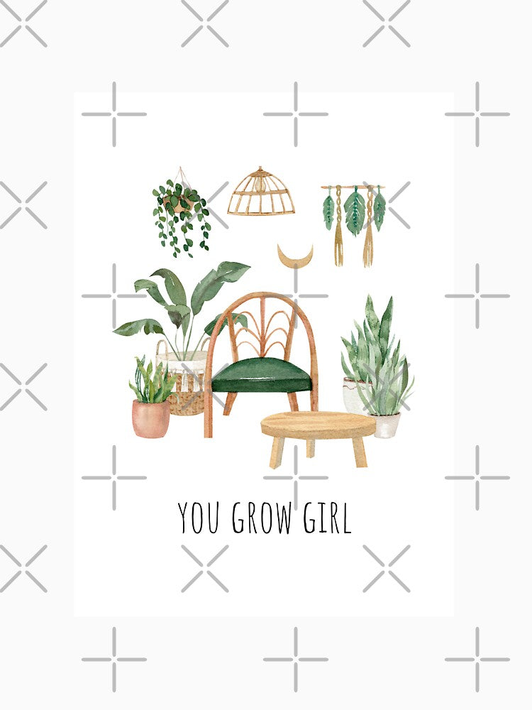 You Grow Girl Greeting Card Art Print Friendship Plant Lover by papergnome