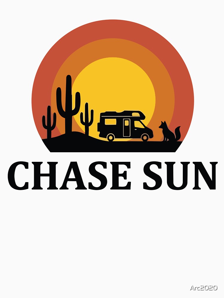 Chase Sun - Fox & Desert Van Life Retro Sunset Circle Banner by Arc2020