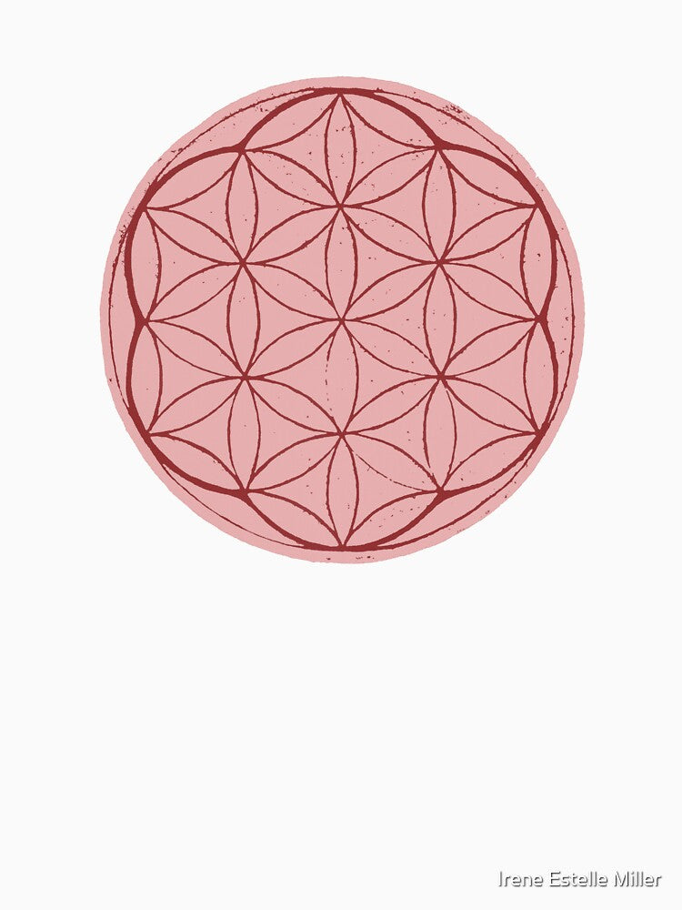 Flower of Life Linocut - Rose + Ruby by Irene Estelle